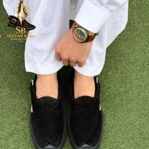 Black Suede Peshawari Chappal